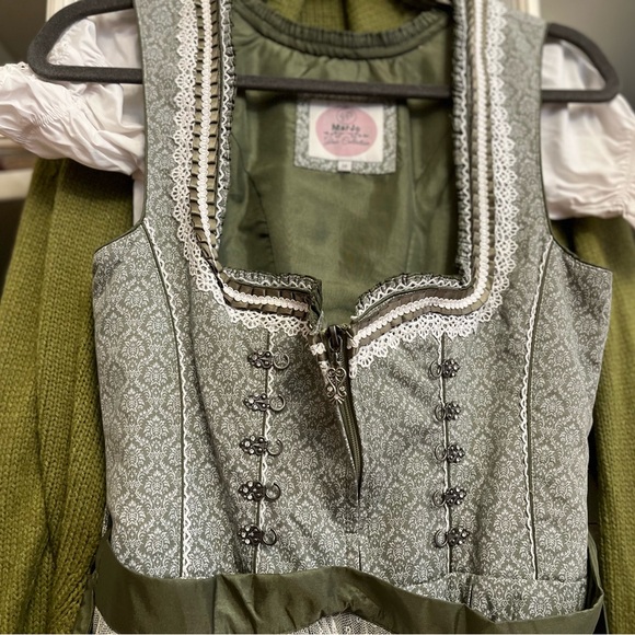 Green and White Dirndl Dress - Picture 3 of 13